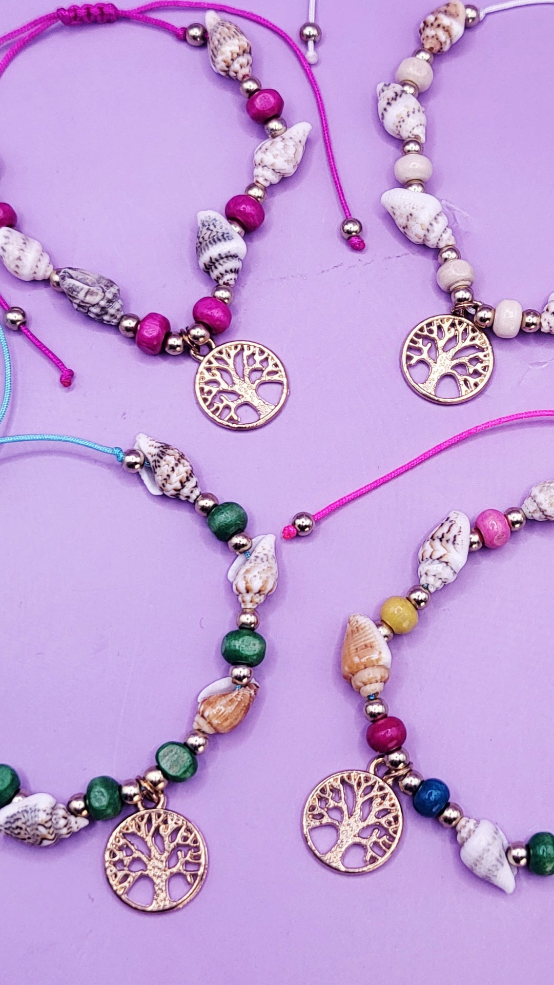 Tree Of Life Beaded Pull Tie Anklet