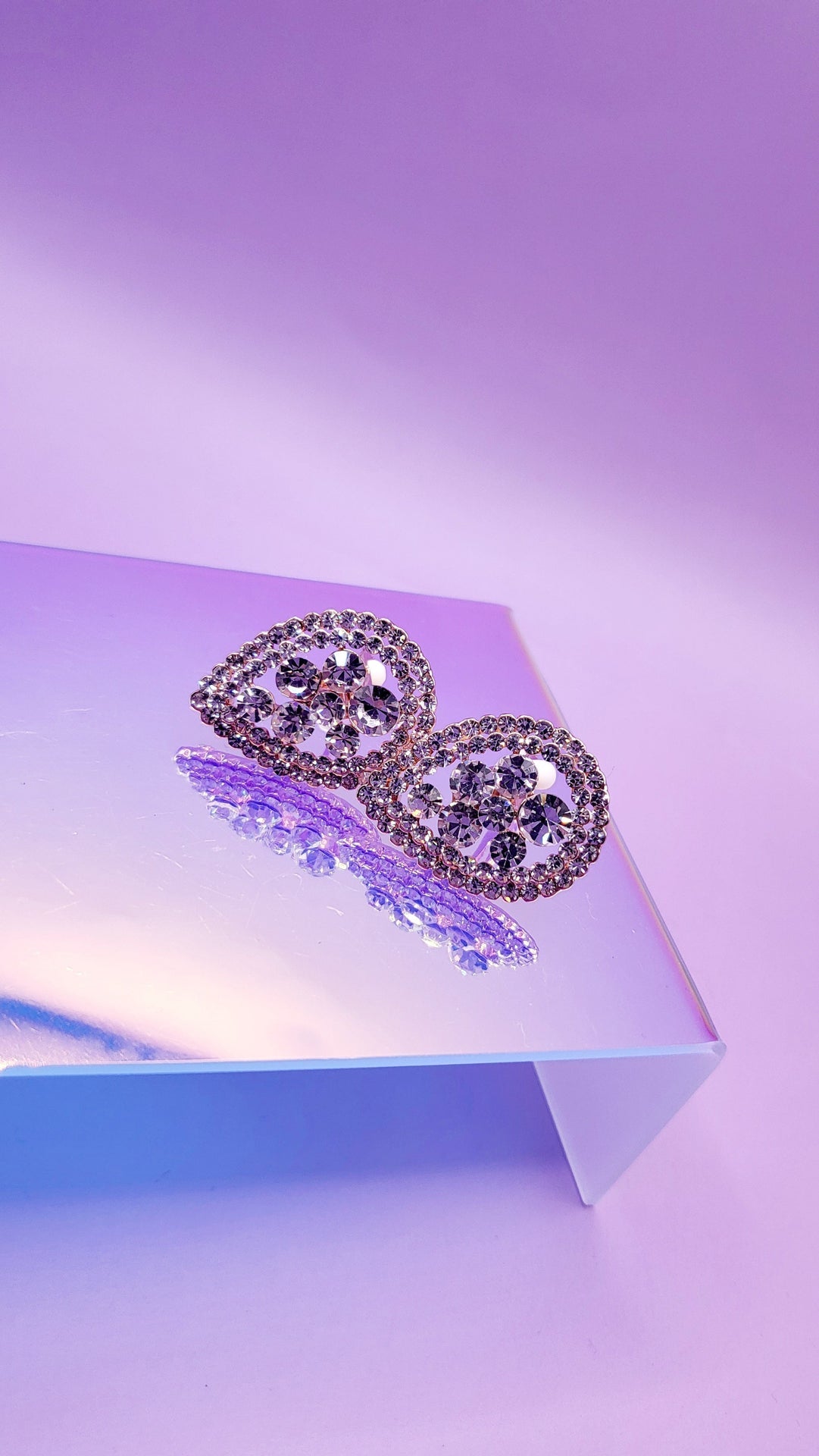 Oval Crystal Non Pierced Clip On Earrings