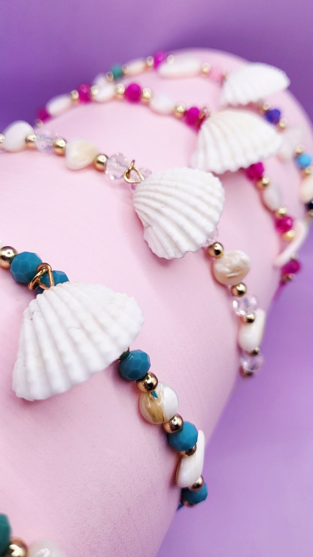 Beach Shell Beaded Pull Tie Anklet
