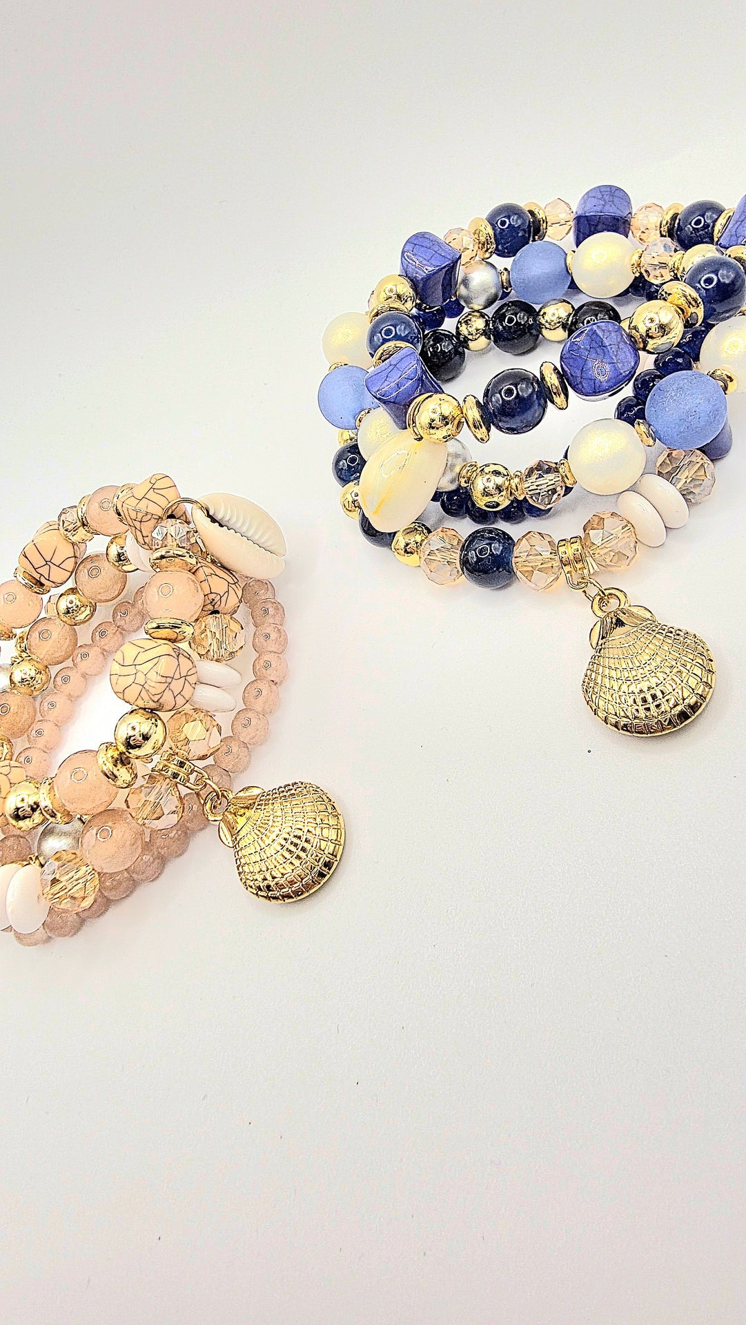 Shell Crystal Charm Ceramic Beaded Bracelet