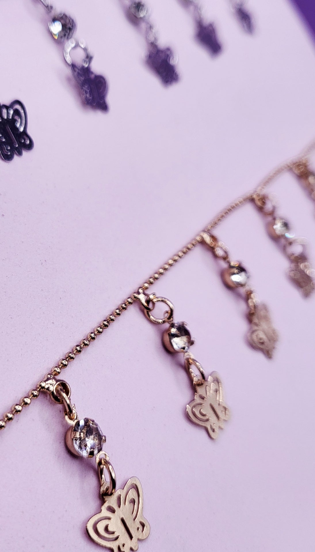 Crystal Butterfly Charm Anklet