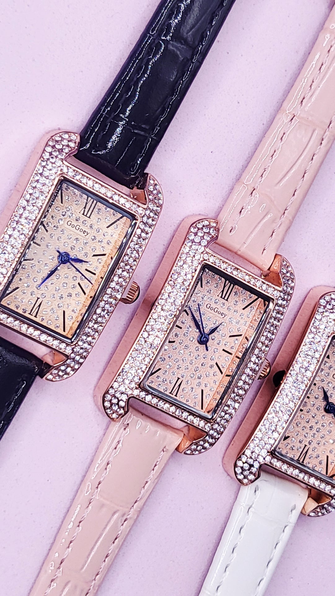 Crystal Bezel Square Quartz Watch