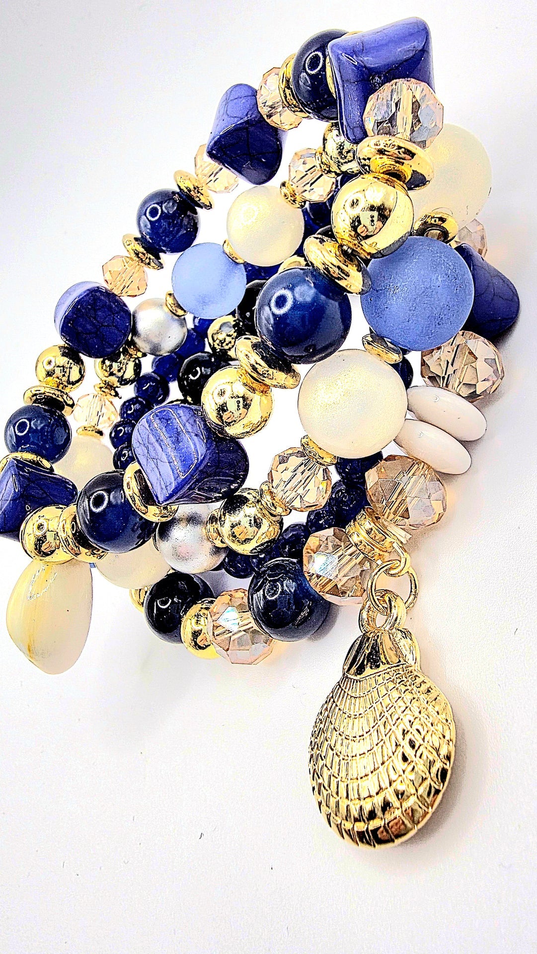 Shell Crystal Charm Ceramic Beaded Bracelet