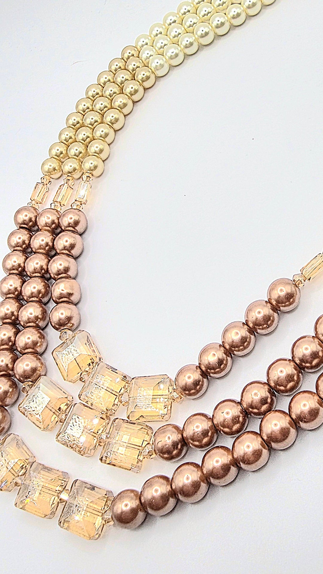Square Pearl Multi Layer Necklace & Earrings