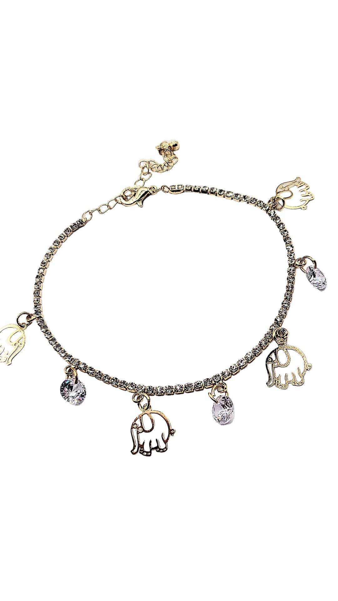 Elephant Crystal Chain Link Anklet