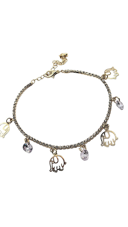 Elephant Crystal Chain Link Anklet