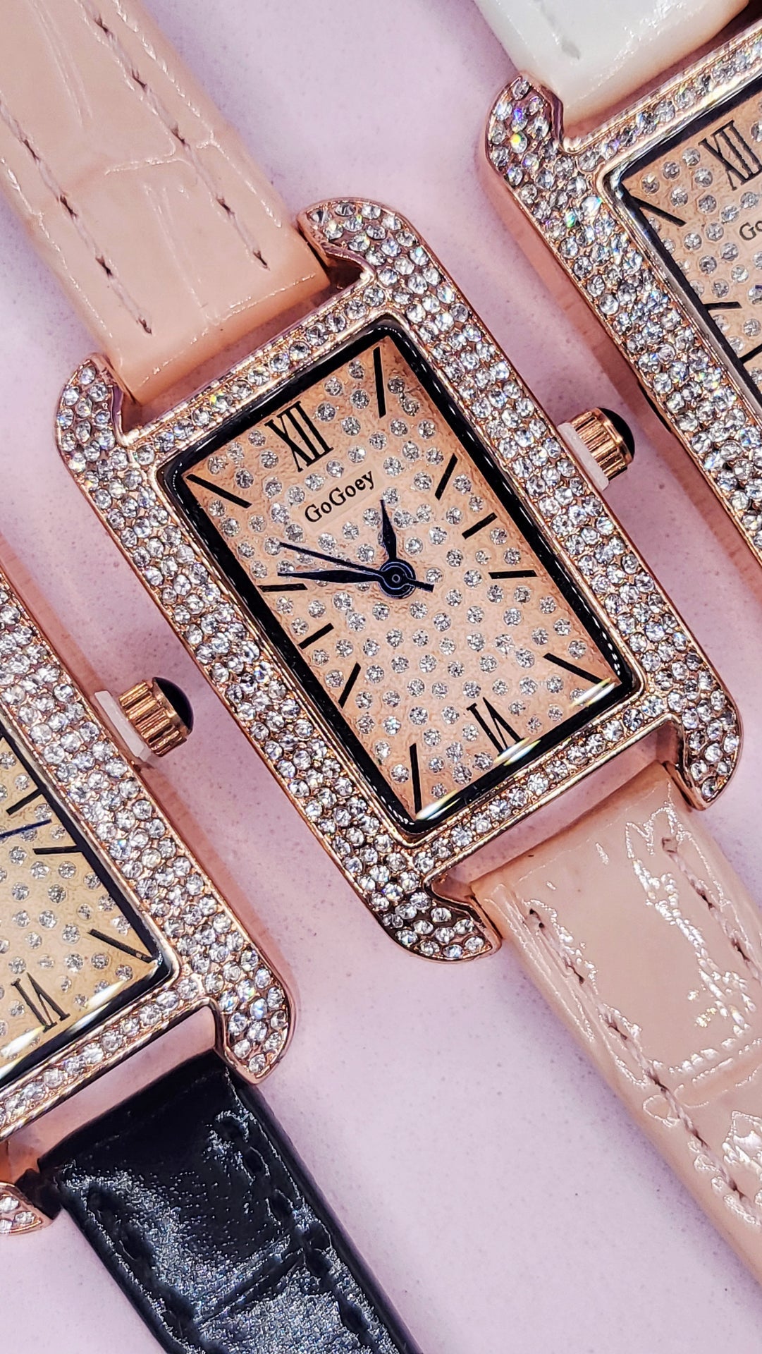 Crystal Bezel Square Quartz Watch