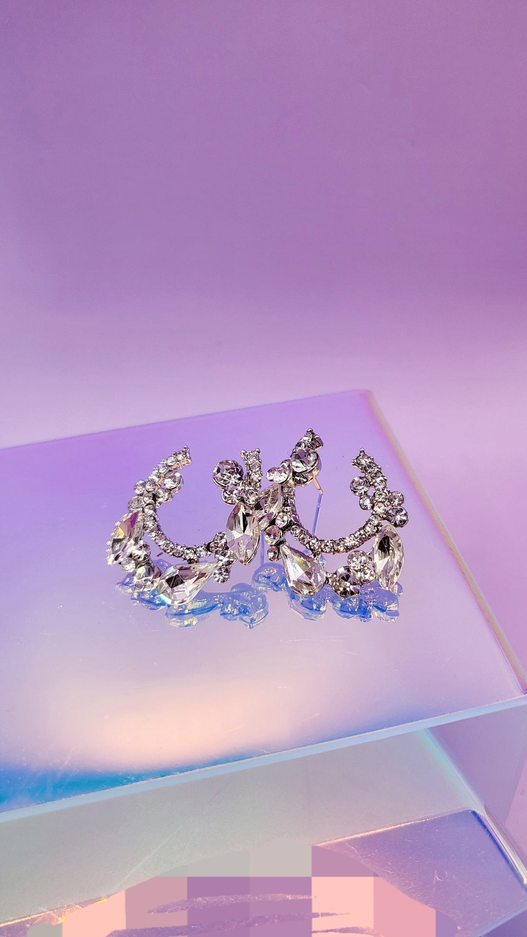 U Shape Crystal Stud Earrings