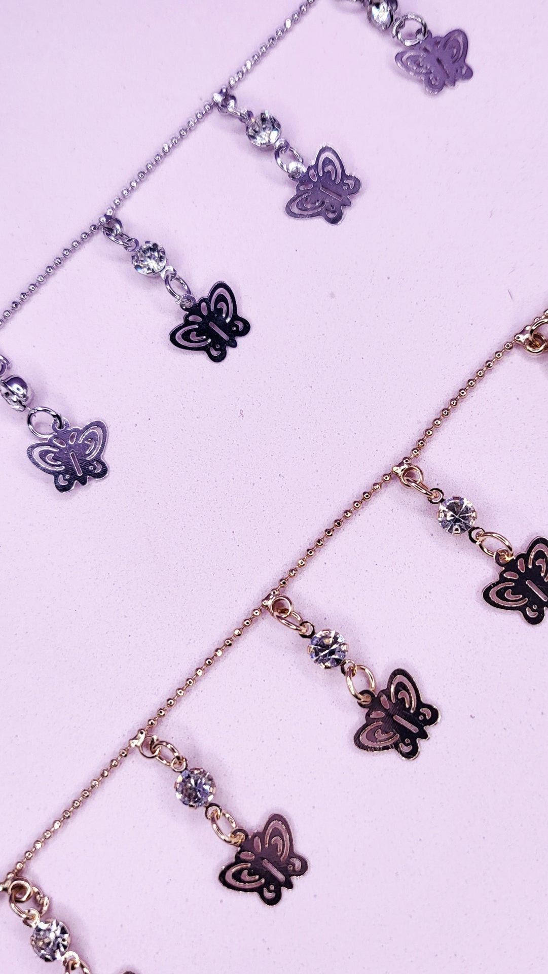 Crystal Butterfly Charm Anklet