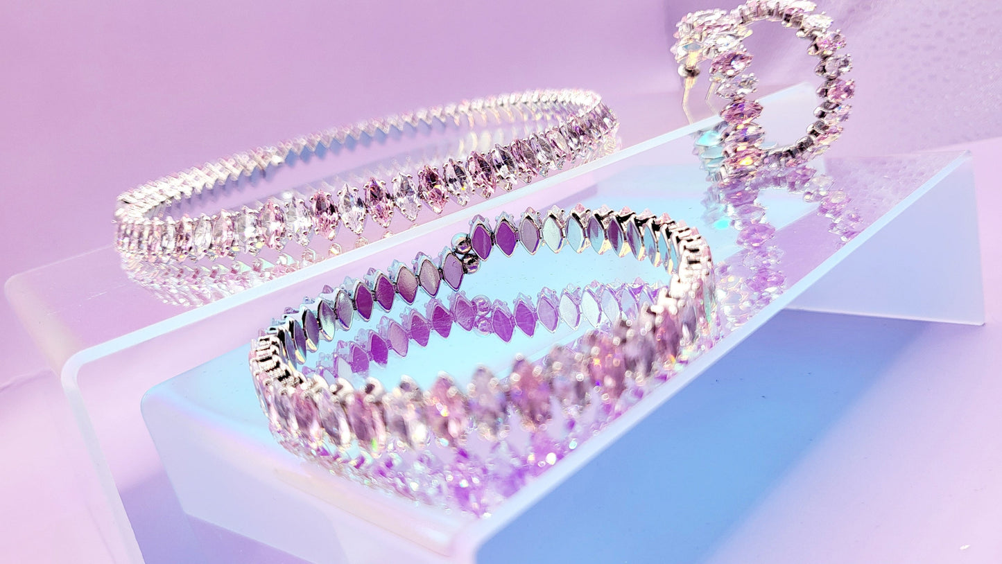 Aurora Crystal Trio Choker, Bracelet & Earrings