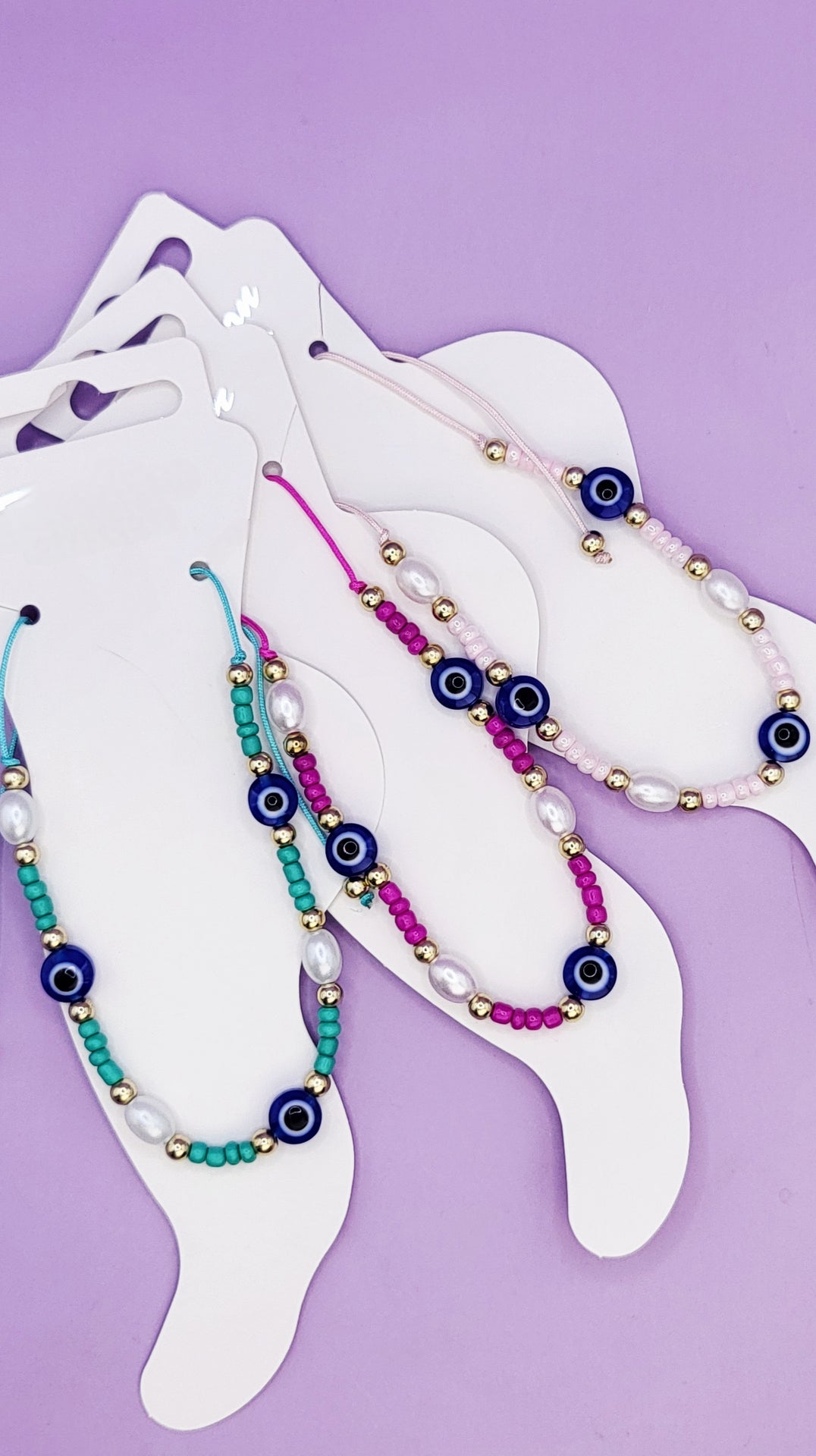 Evil Eye Beaded Pull Tie Anklet
