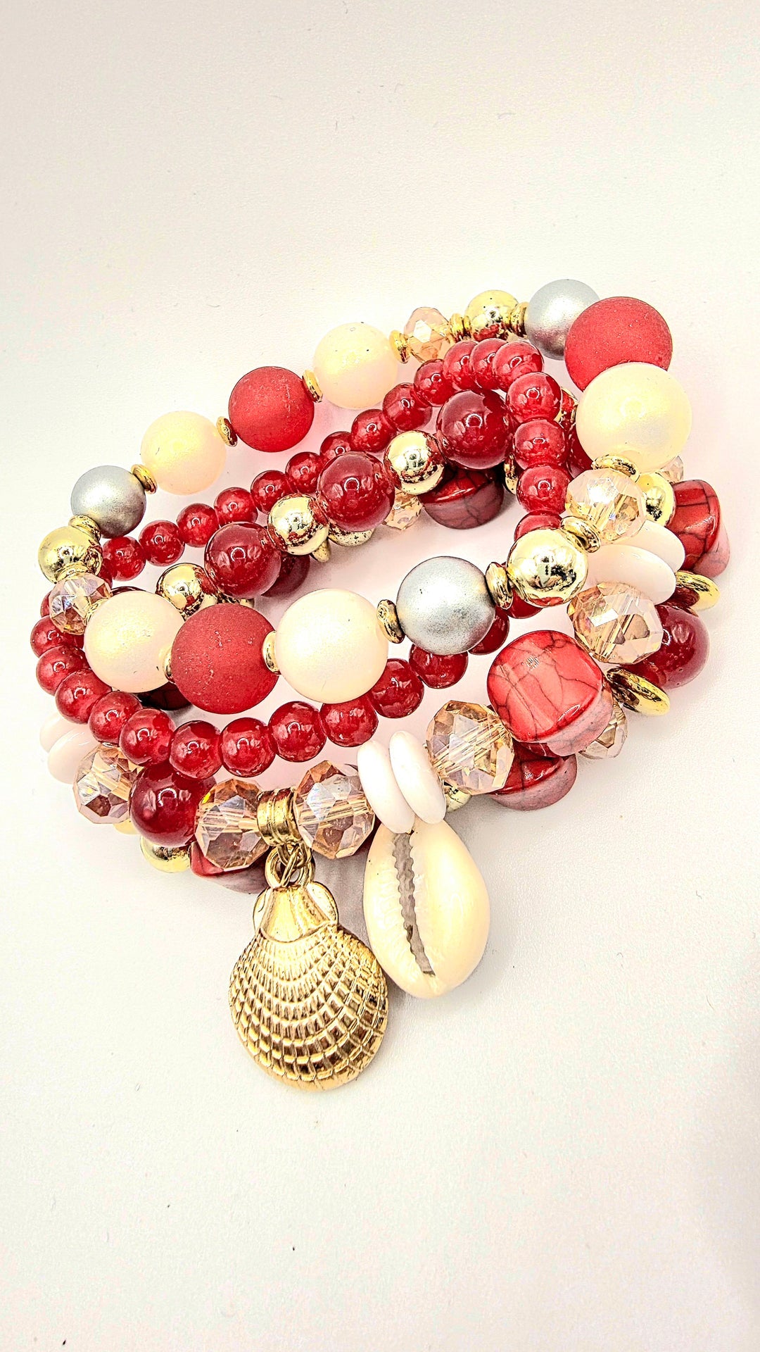Shell Crystal Charm Ceramic Beaded Bracelet