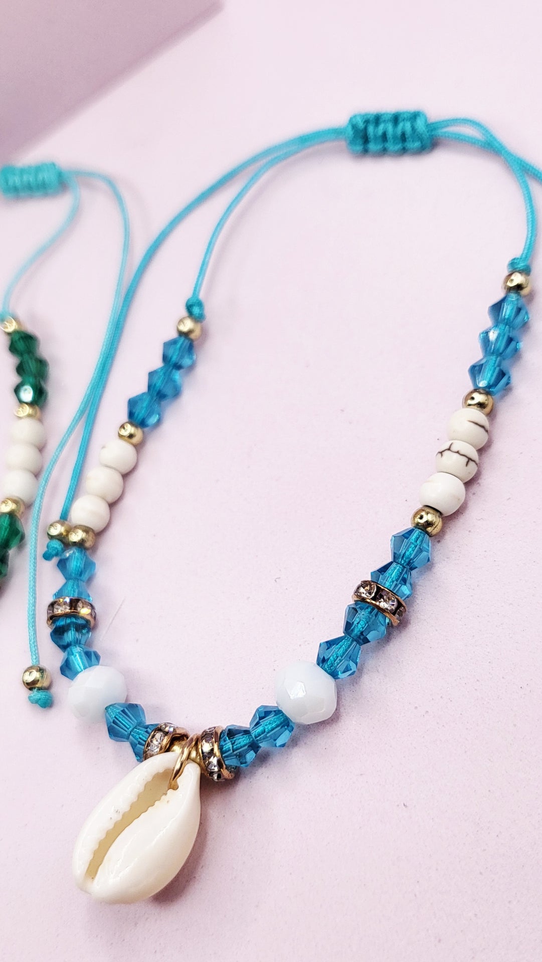 Shell Beaded Pull Tie Anklet