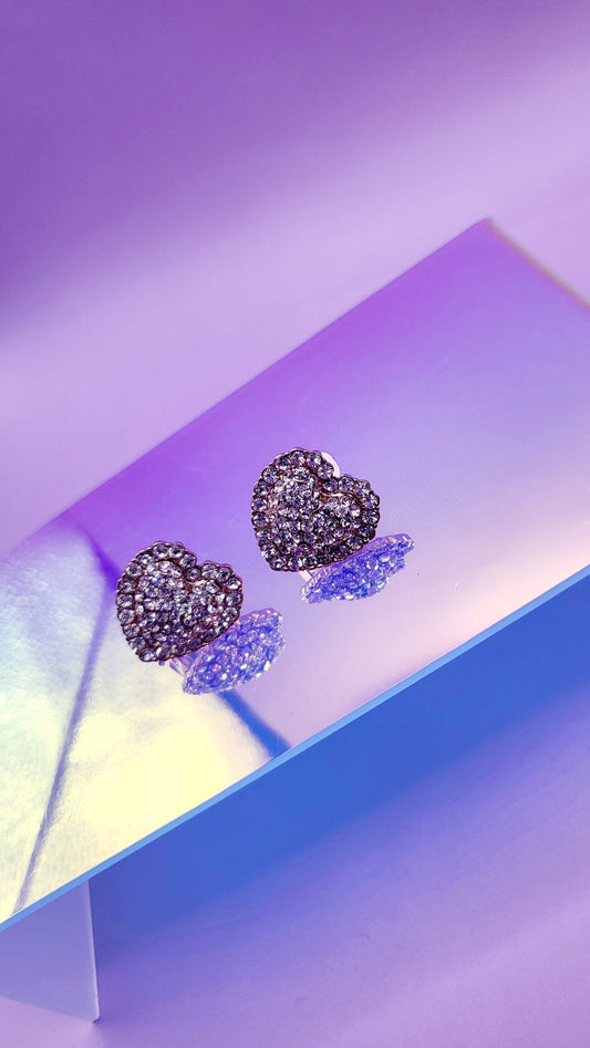 Luxe Heart Crystal Non Pierced Clip On Earrings
