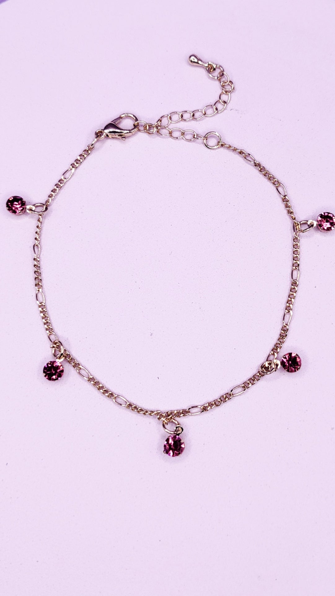Pink Crystal Charm Anklet