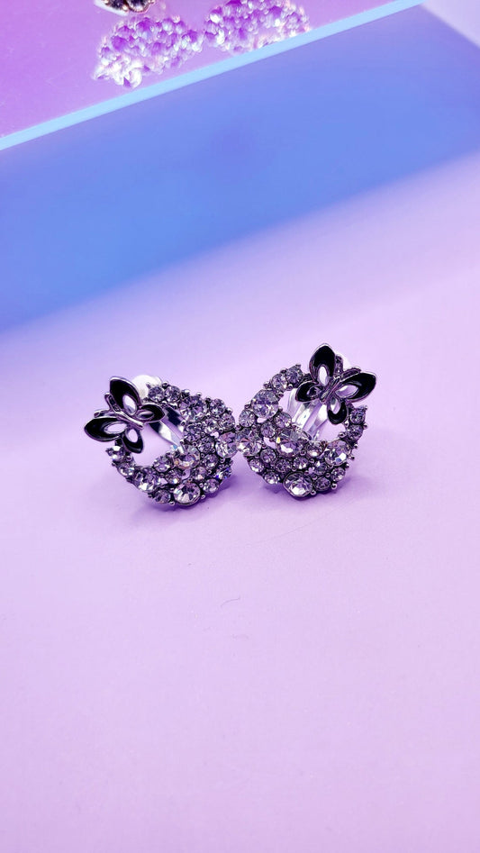 Butterfly Crystal Non Pierced Clip On Earrings
