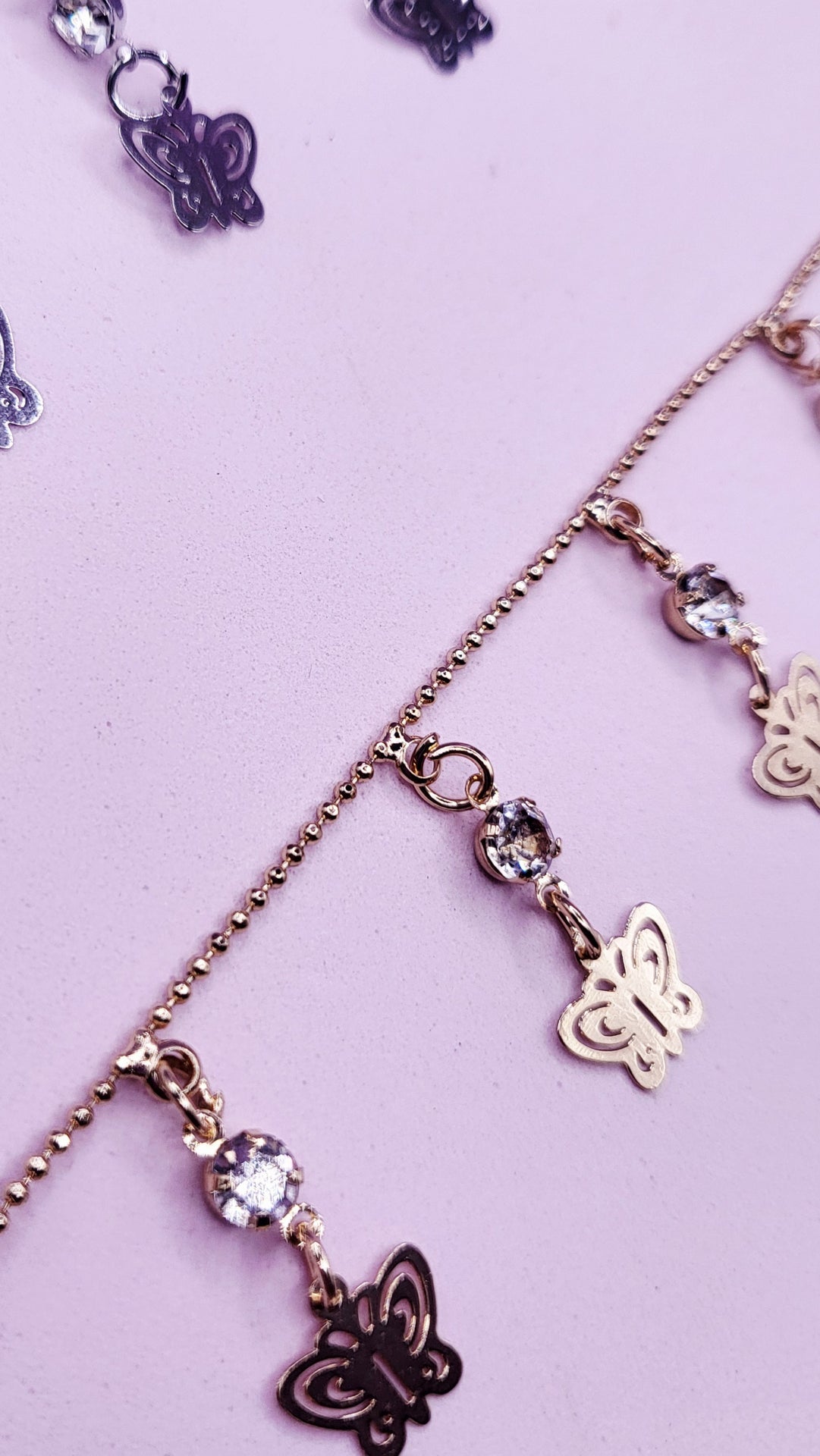 Crystal Butterfly Charm Anklet