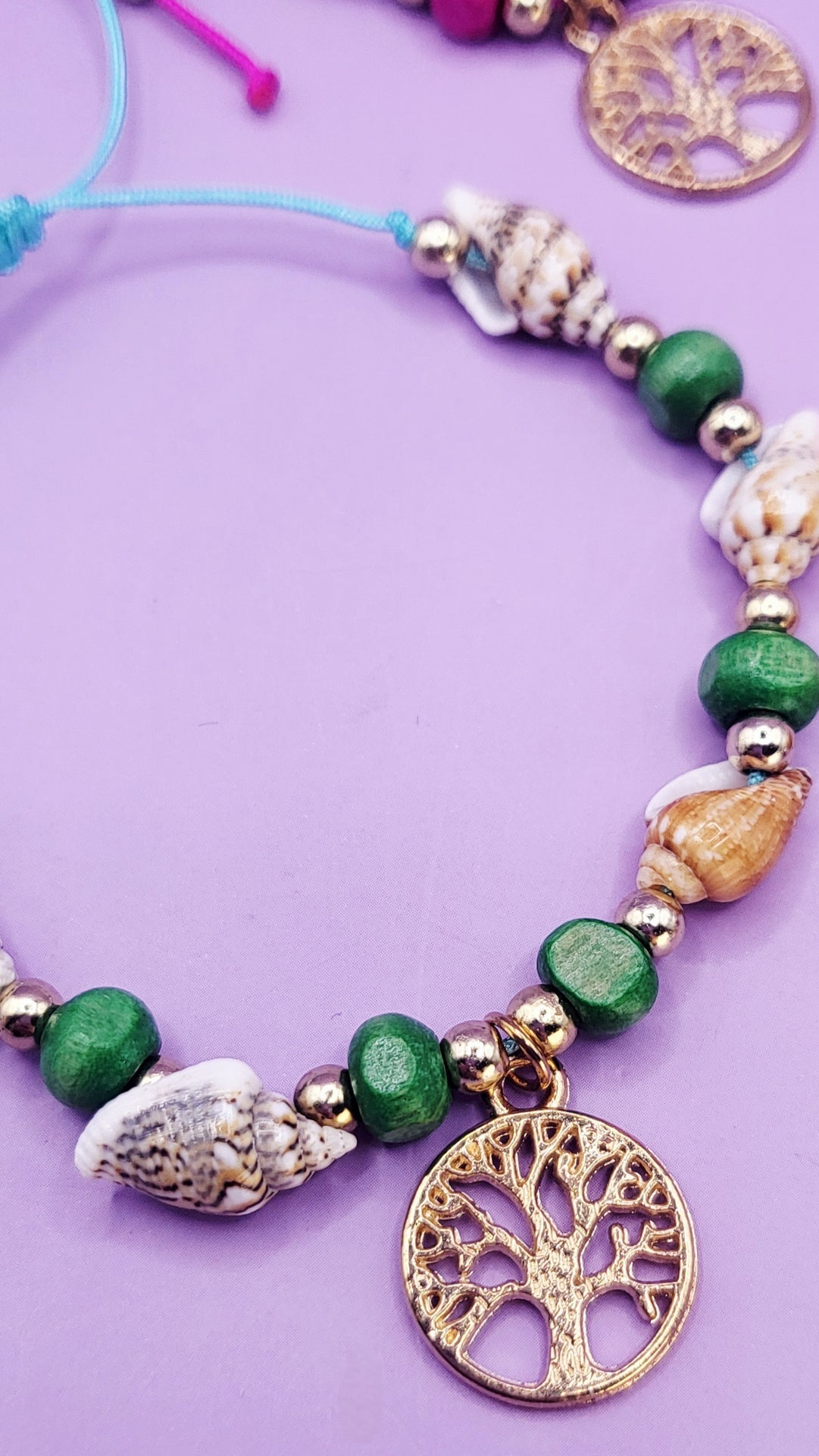 Tree Of Life Beaded Pull Tie Anklet