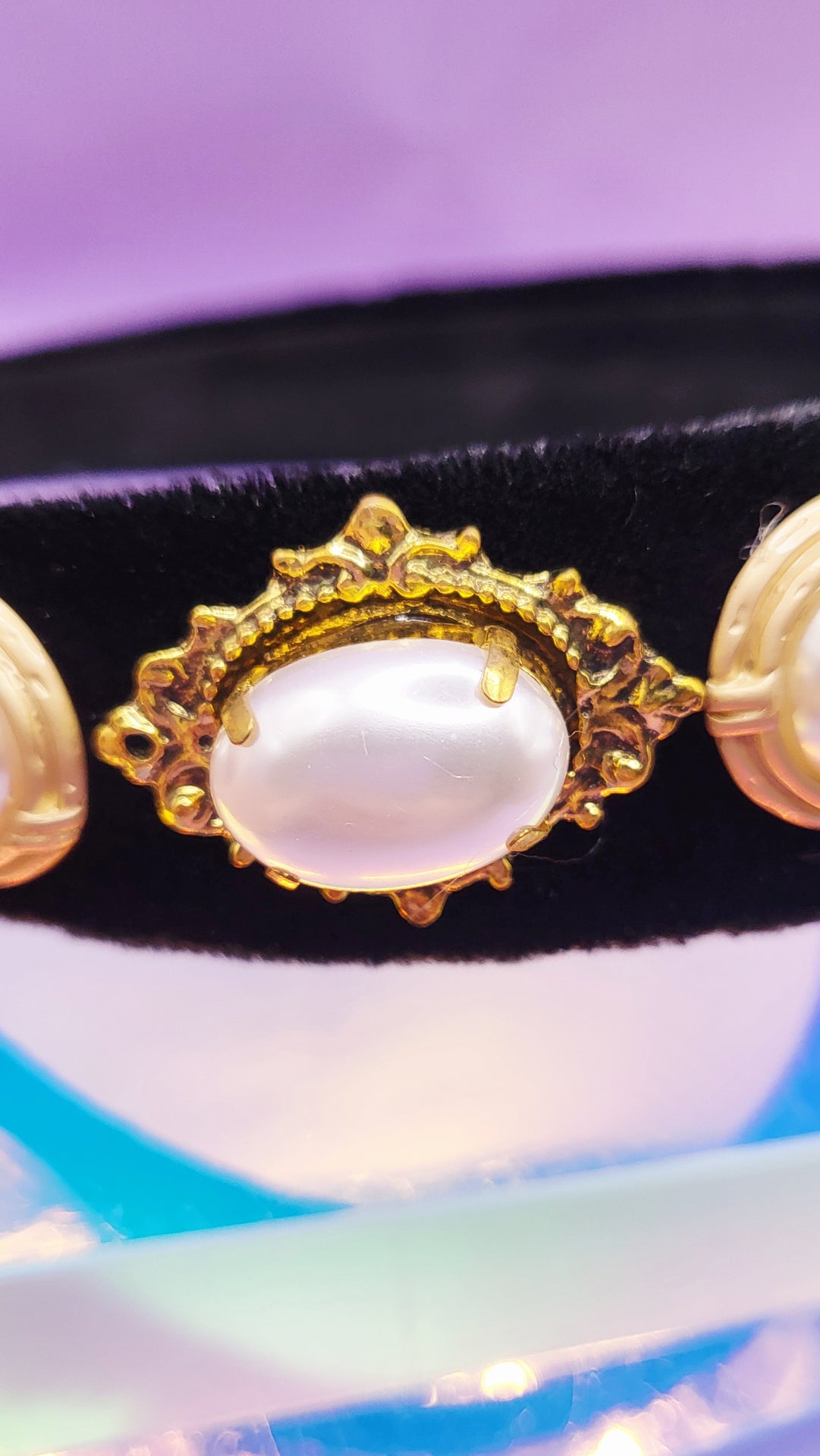 Velvet Gold Pearl Hair band