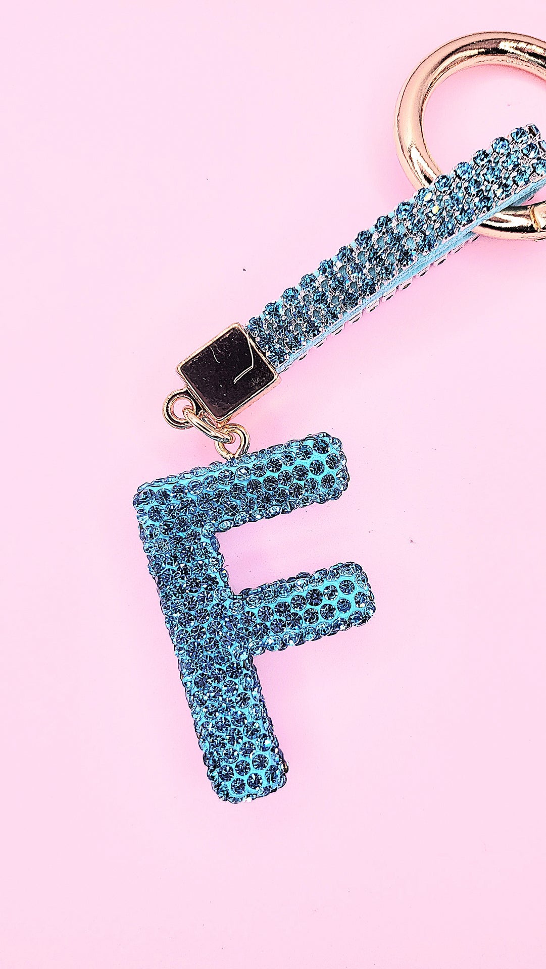 Initial Letter Blue Crystal Key Ring & Bag Charm
