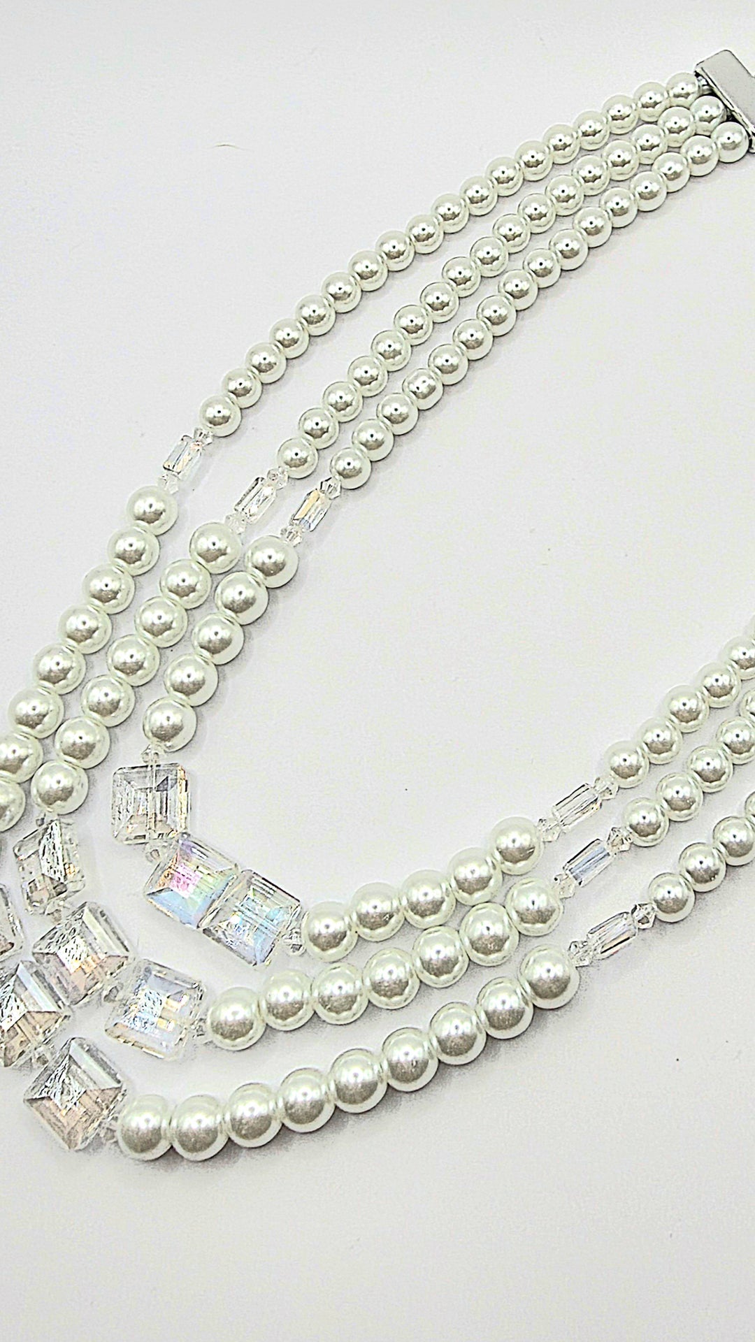 Square Pearl Multi Layer Necklace & Earrings