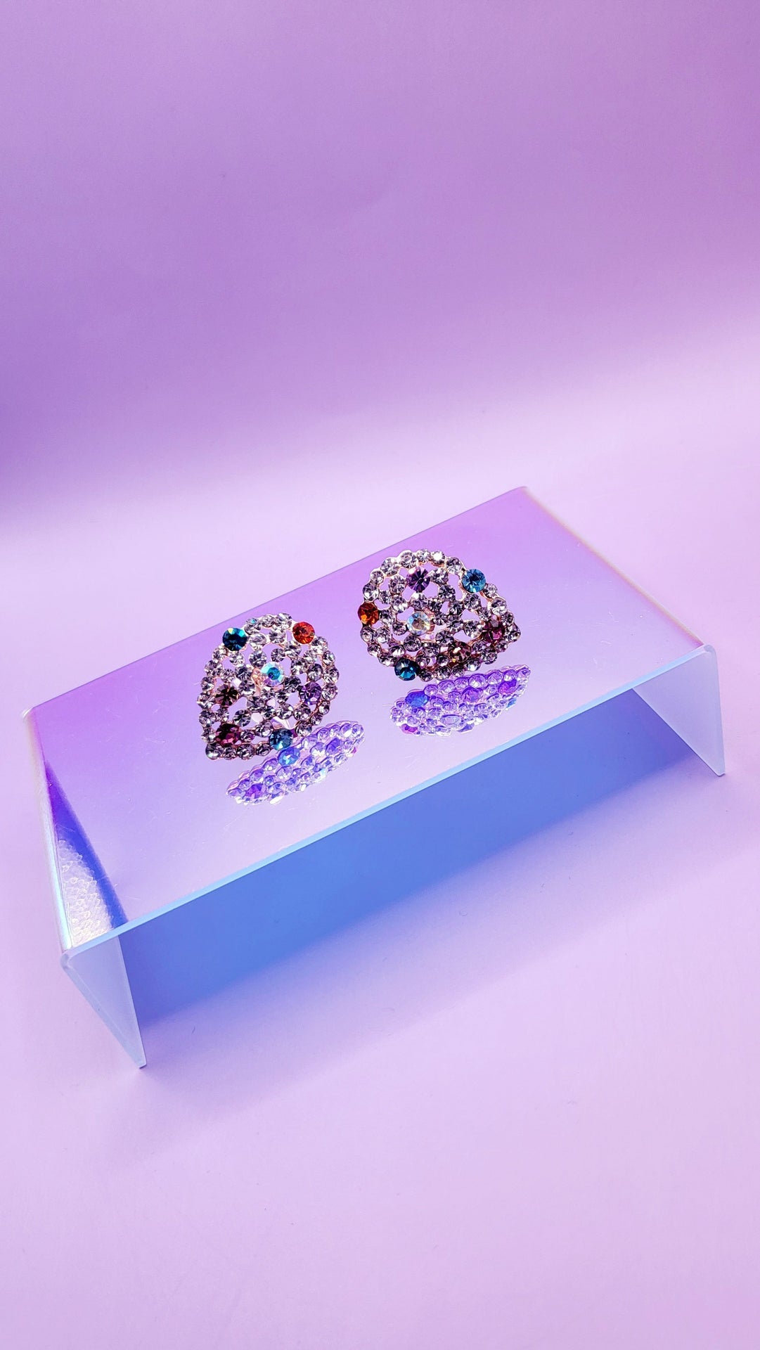 Oval Crystal Non Pierced Clip On Earrings