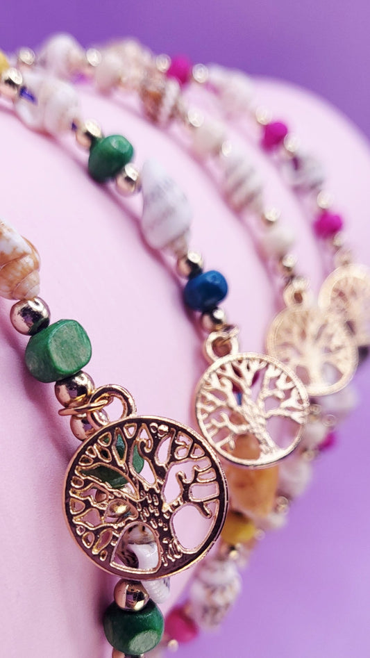 Tree Of Life Beaded Pull Tie Anklet