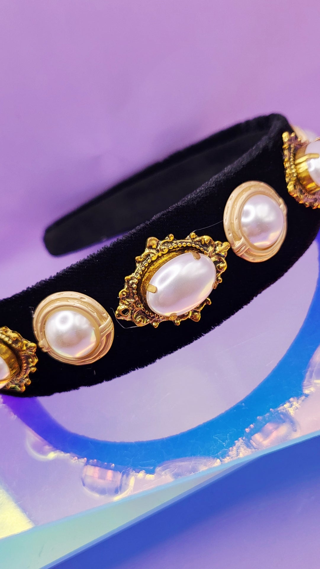 Velvet Gold Pearl Hair band