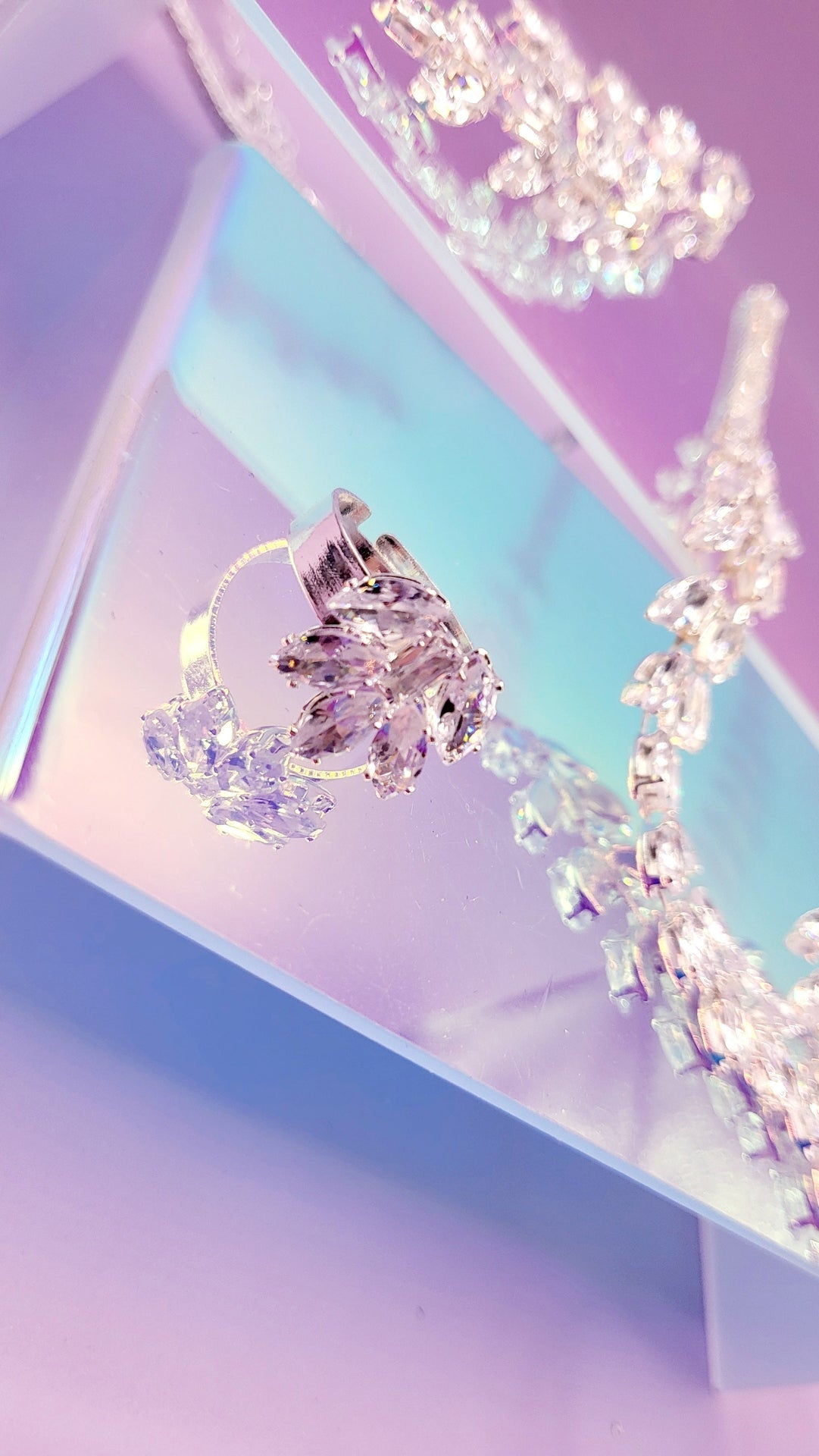 Glisten Crystal Trio Necklace, Earrings & Ring