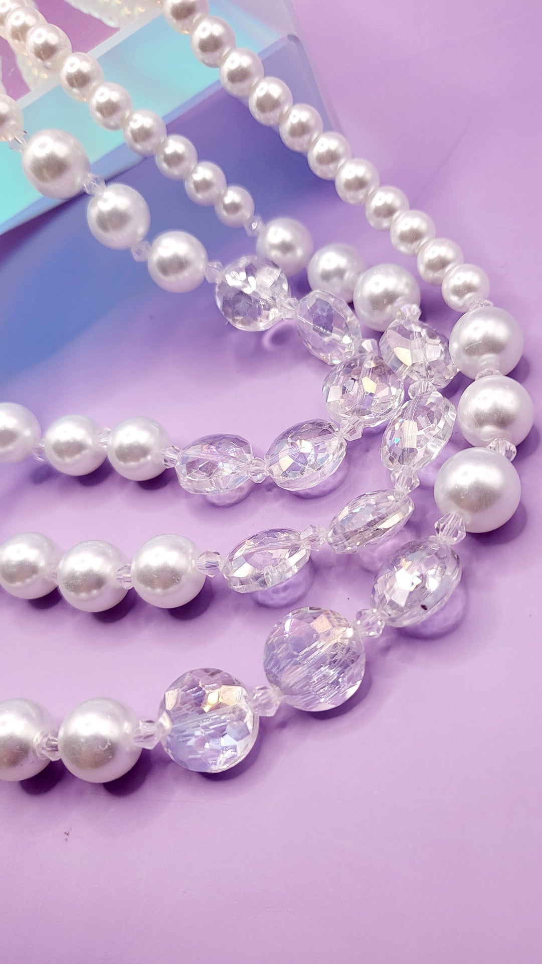 Crystal Pearl Multi Layer Necklace & Earrings