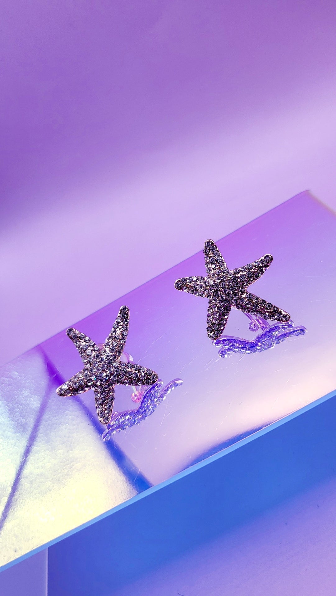 Starfish Crystal Non Pierced Clip On Earrings