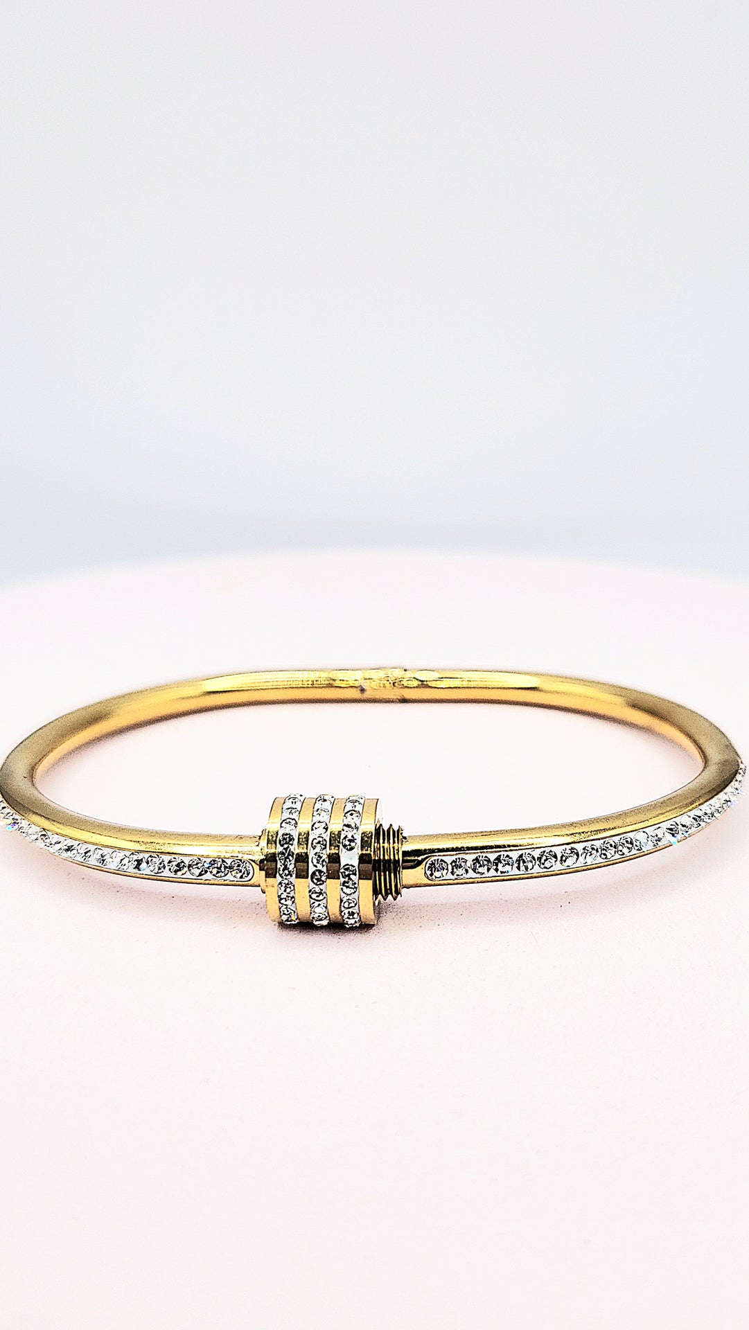 Curved Crystal Stacking Bangle Stainless Steel