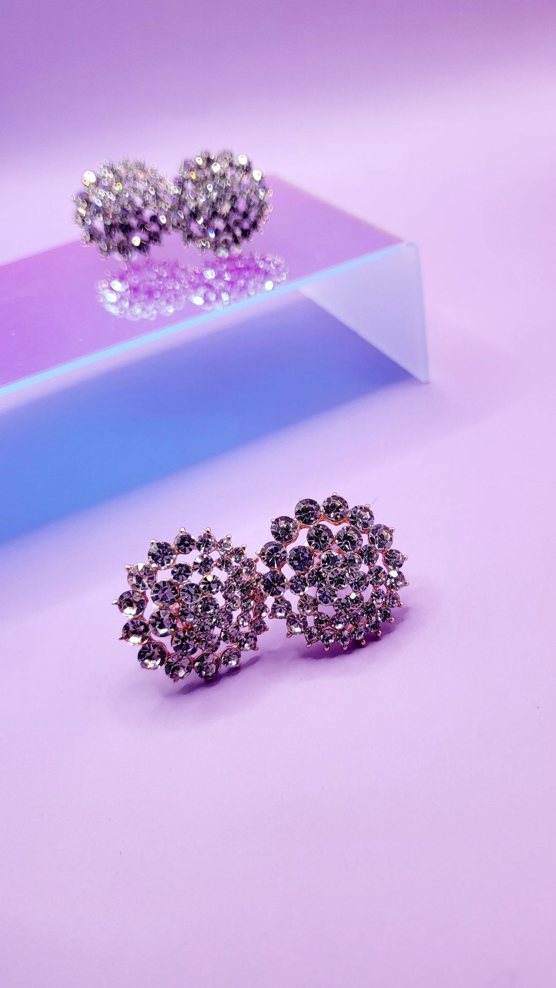 Rounded Crystal Non Pierced Clip On Earrings