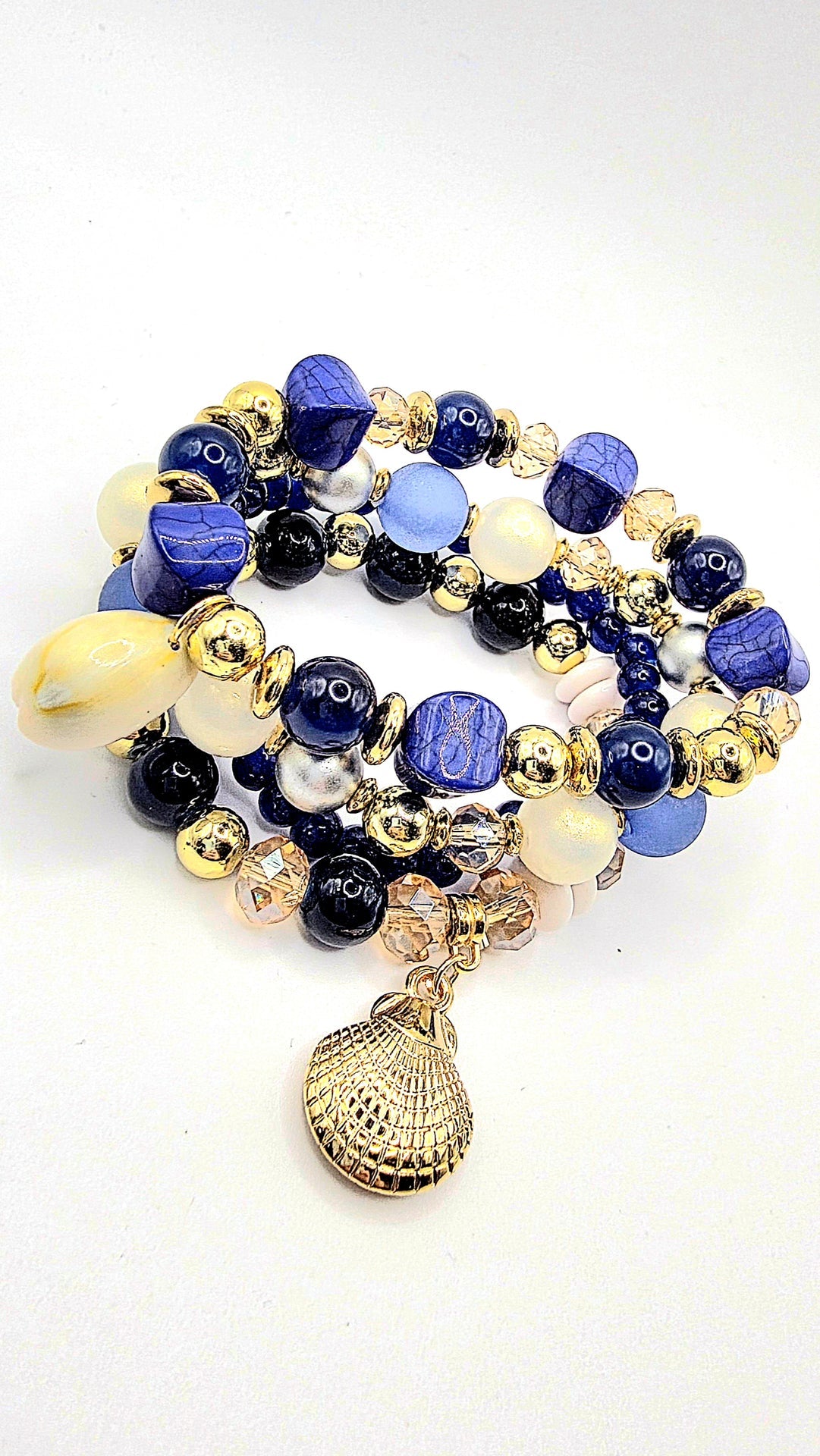 Shell Crystal Charm Ceramic Beaded Bracelet