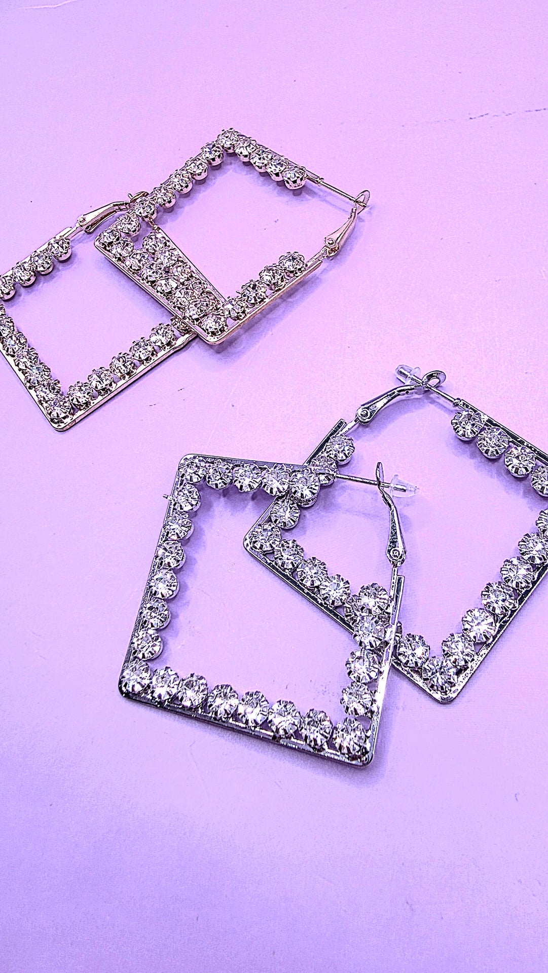 Square Crystal Hoop Earrings
