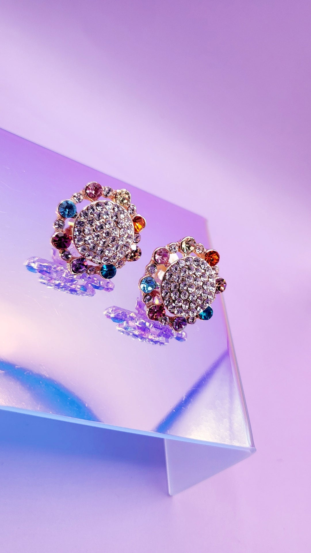 Sparkly Crystal Non Pierced Clip On Earrings