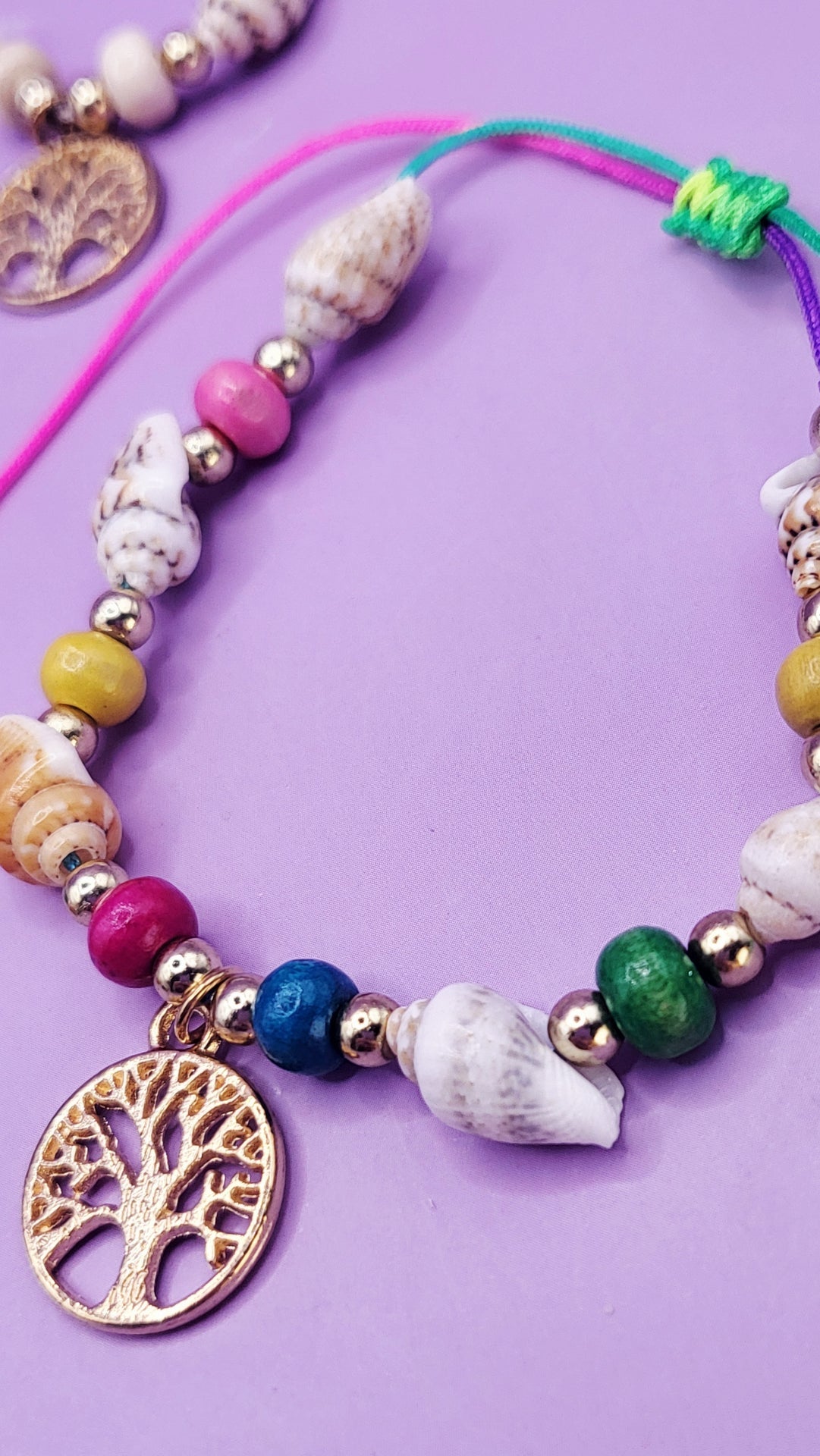 Tree Of Life Beaded Pull Tie Anklet