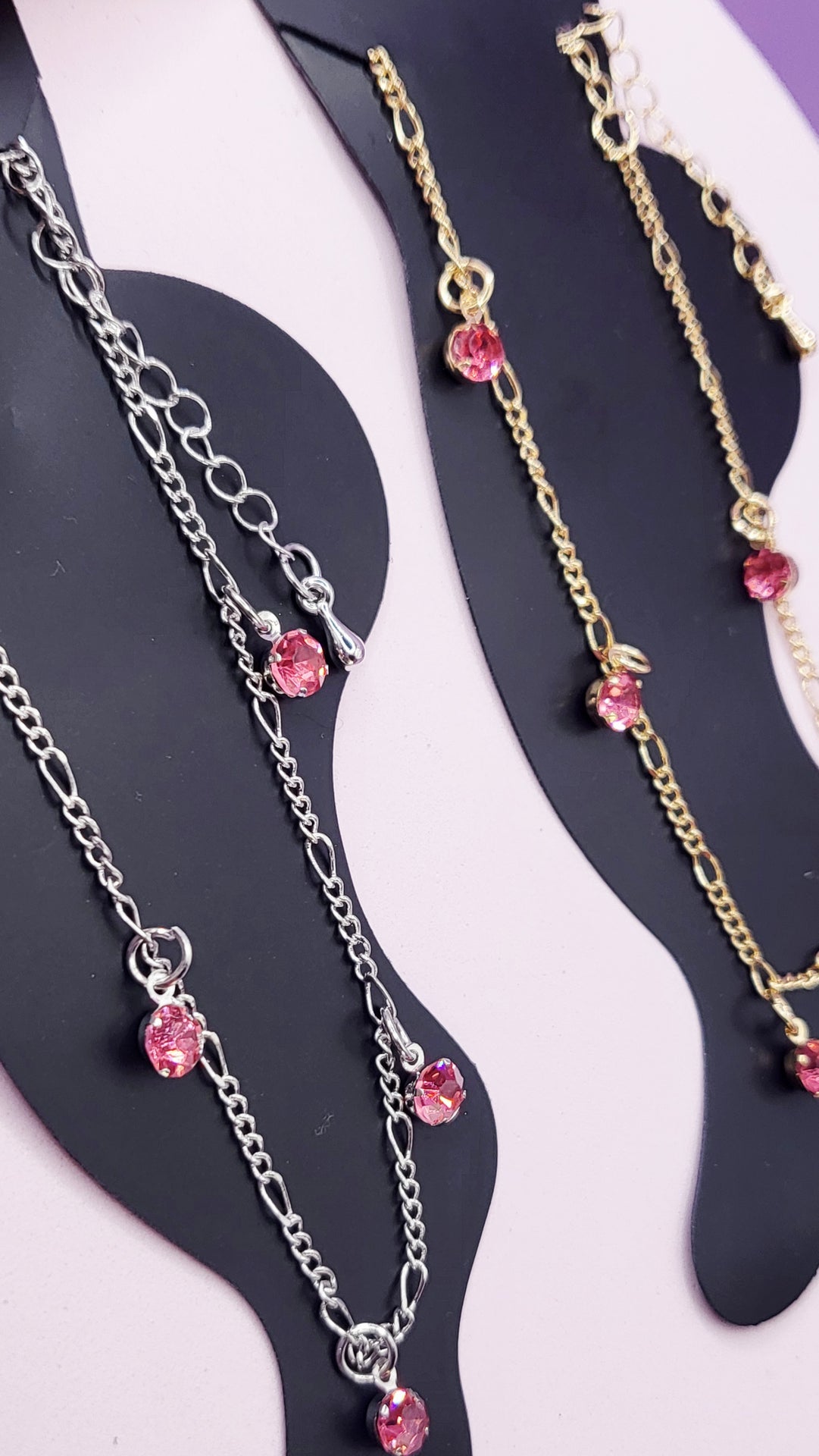 Pink Crystal Charm Anklet