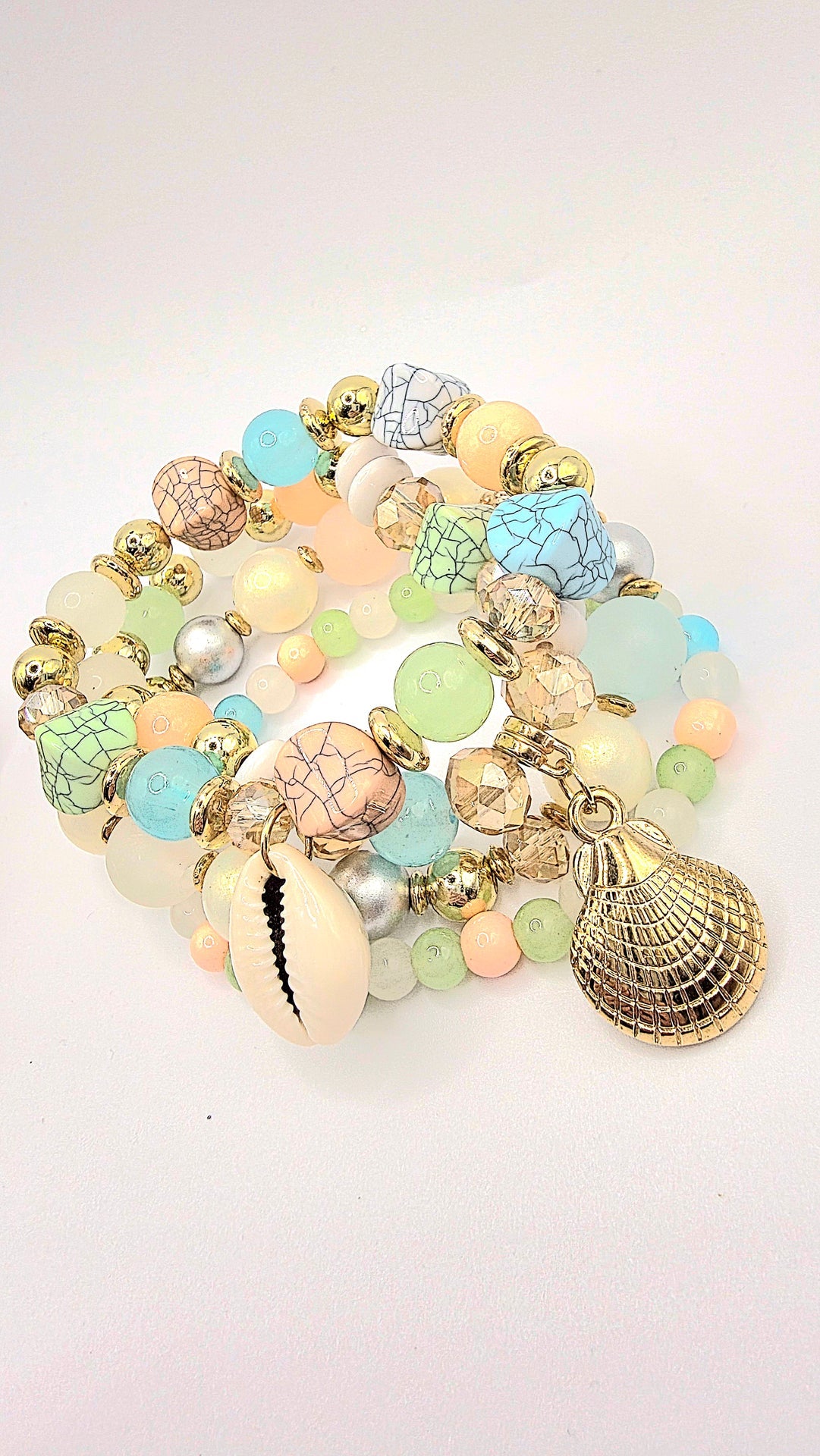 Shell Crystal Charm Ceramic Beaded Bracelet