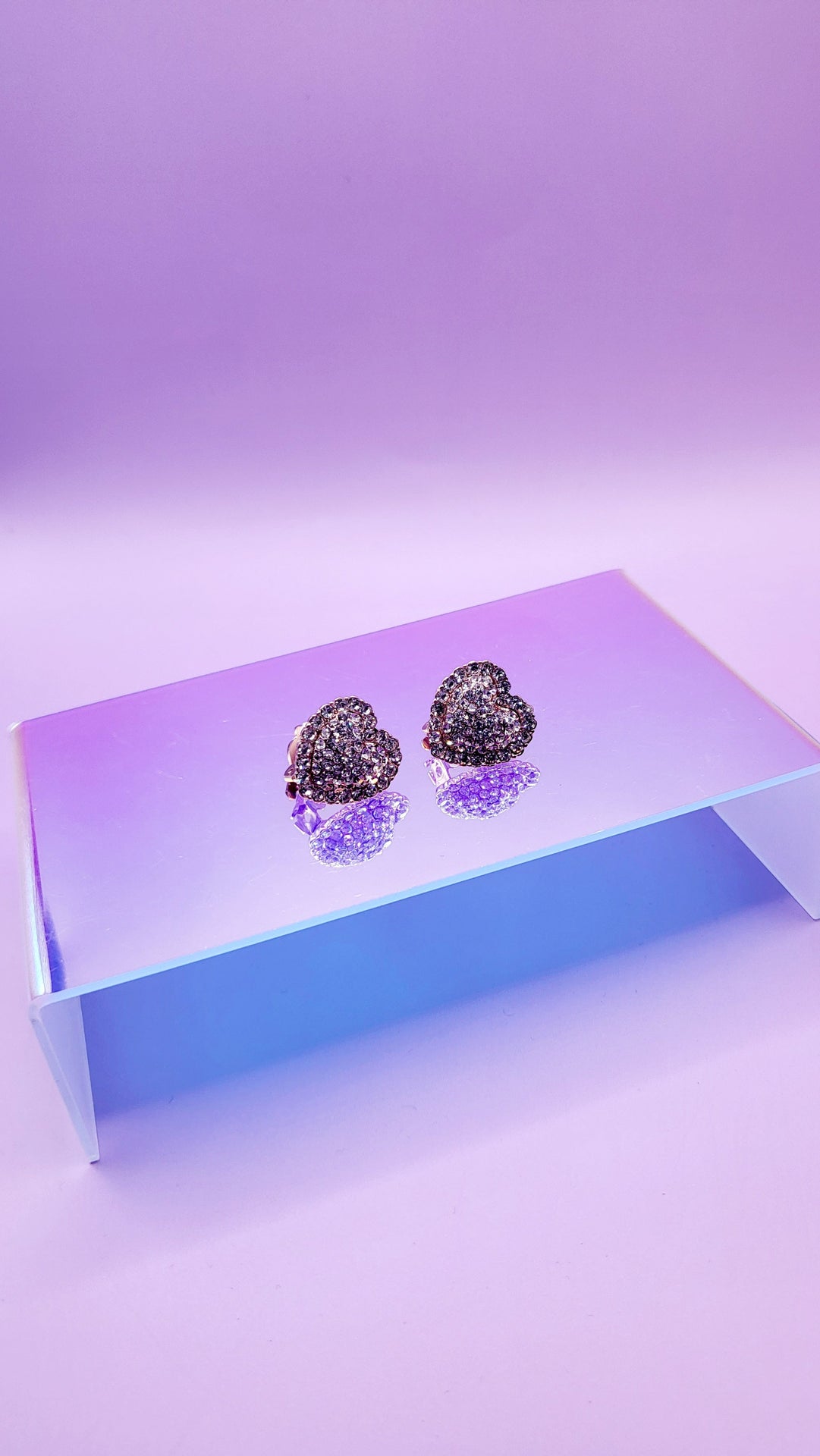 Luxe Heart Crystal Non Pierced Clip On Earrings