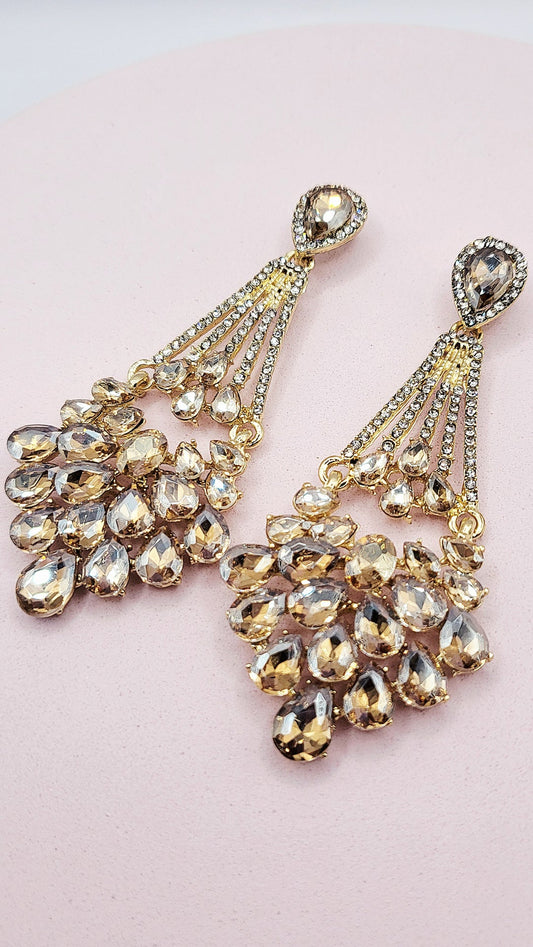 Jeweled Crystal Drop and Dangle Earrings