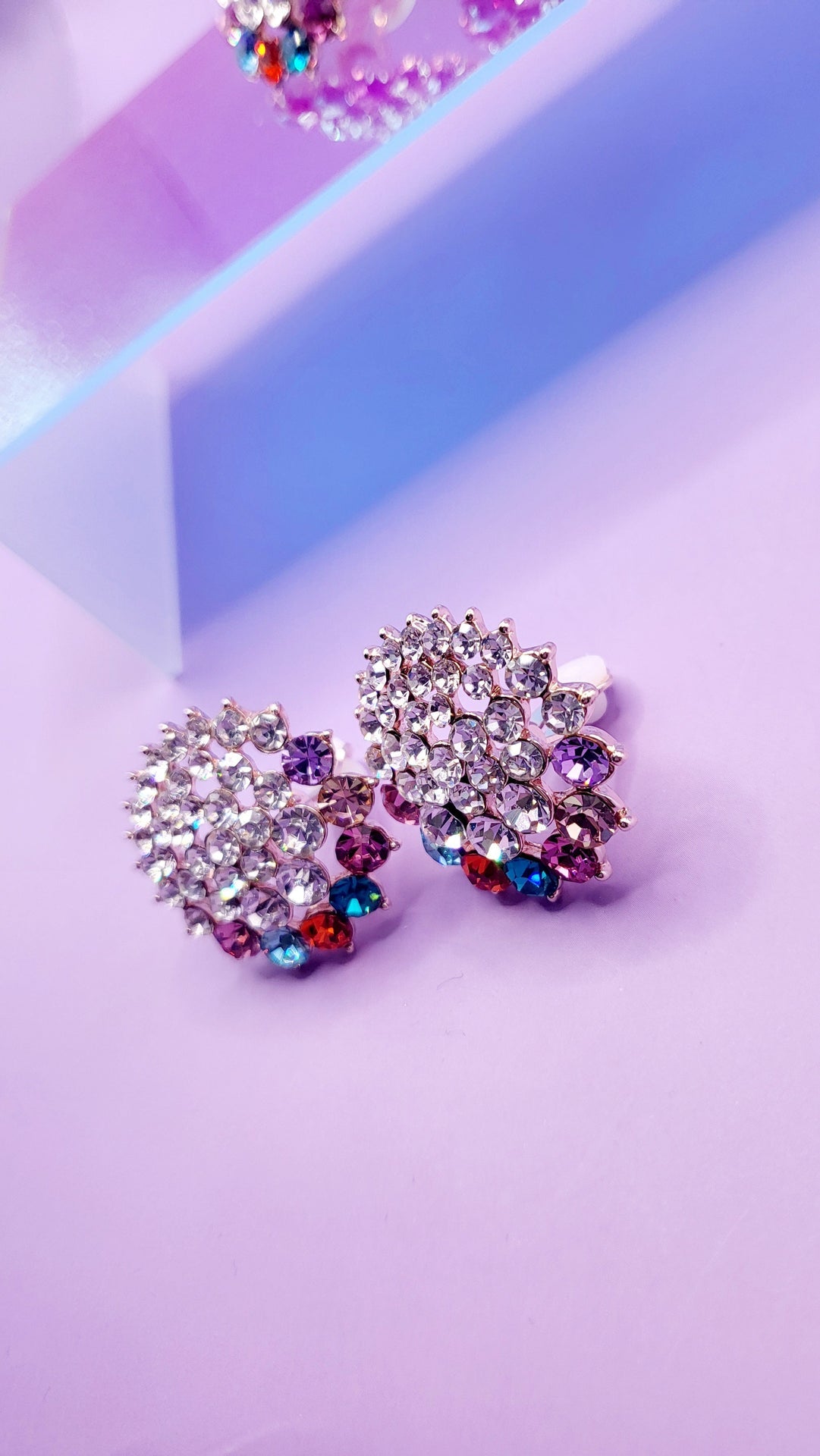 Round Crystal Non Pierced Clip On Earrings